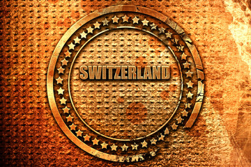 switerzland, 3D rendering, grunge metal stamp