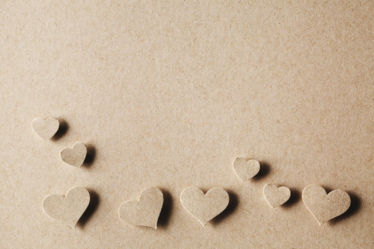 Handmade paper cut hearts
