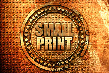 small print, 3D rendering, grunge metal stamp