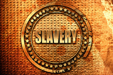 Slavery sign background, 3D rendering, grunge metal stamp