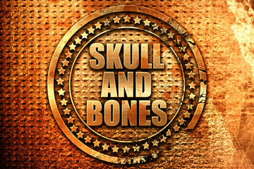 skull and bones, 3D rendering, grunge metal stamp