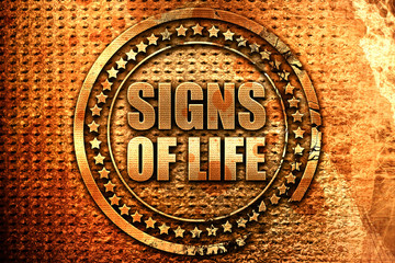 signs of life, 3D rendering, grunge metal stamp