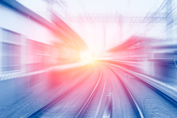 High speed business and technology concept, Acceleration super fast speedy motion blur of train...