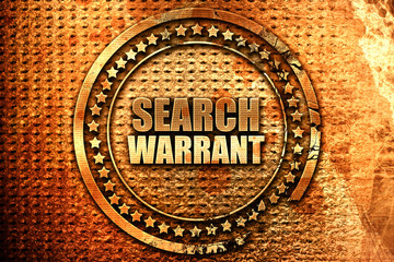 search warrant, 3D rendering, grunge metal stamp