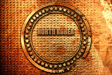 Greetings from north korea, 3D rendering, grunge metal stamp