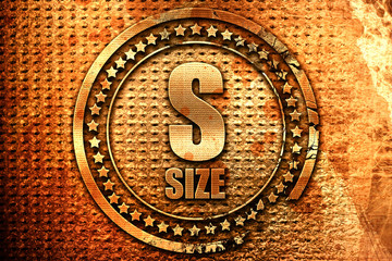 s size, 3D rendering, grunge metal stamp