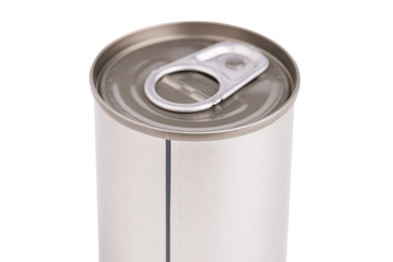 Single metal can isolated on white background