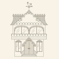 Naklejka premium Hand drawn outline vector house