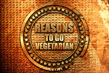 reasons to go vegetarian, 3D rendering, grunge metal stamp