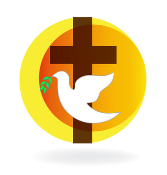 Holy Spirit dove and cross logo vector