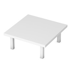 White Table. 3D render isolated on white. Platform or Stand Illustration. Template for Object Presentation.