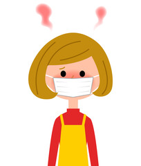 発熱するエプロンの女性