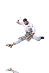 Funny male cook isolated on the white background