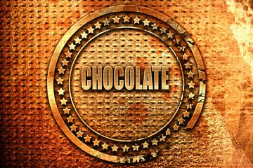 Delicious chocolate sign, 3D rendering, grunge metal stamp
