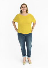 Fototapeta premium Woman Cheerful Studio Portrait Concept