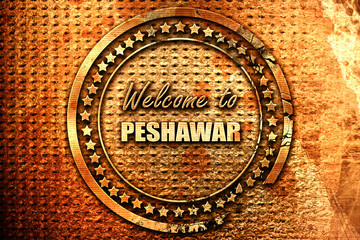 Welcome to peshawar, 3D rendering, grunge metal stamp