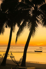 Hammock on Colorful Beach Sunrise - Panglao, Philippines 