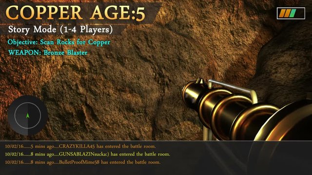 Generic first person shooter video game screen for TV Tracking shots