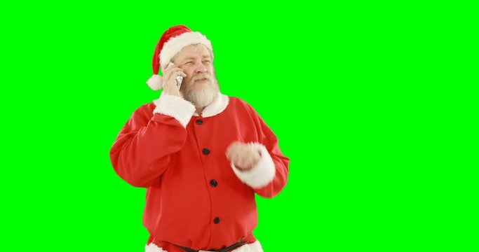 Santa claus talking on mobile phone