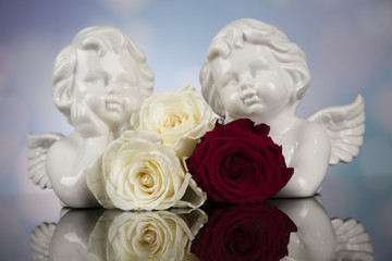 Angel, Happy Valentine's Day, mirror background