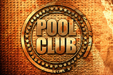 pool club, 3D rendering, grunge metal stamp