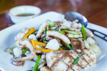 Fried shrimp, squid food Thai