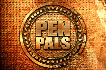 pen pals, 3D rendering, grunge metal stamp