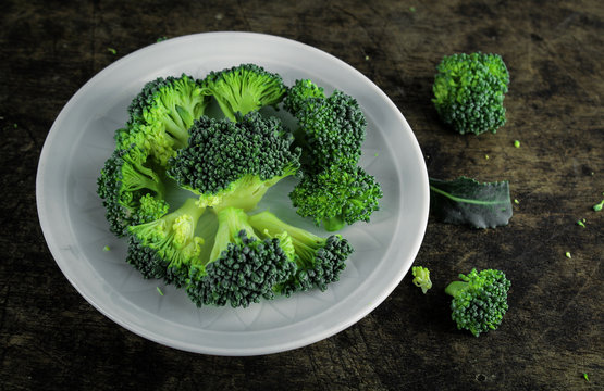 healthy green organic raw broccoli ready for cooking