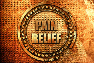pain relief, 3D rendering, grunge metal stamp