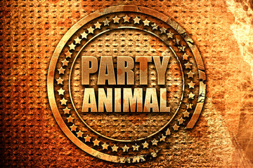party animal, 3D rendering, grunge metal stamp