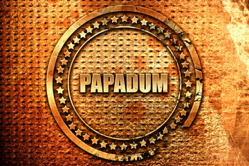 papadum, 3D rendering, grunge metal stamp