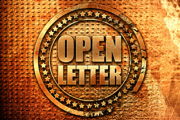 open letter, 3D rendering, grunge metal stamp