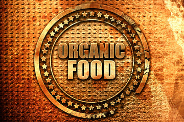 organic food, 3D rendering, grunge metal stamp