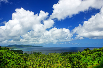 View of Bouma National Heritage Park and Somosomo strait on Tave