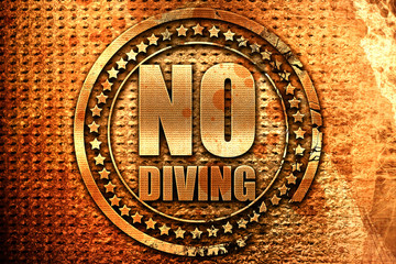 no diving, 3D rendering, grunge metal stamp