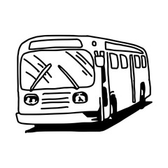 illustration vector hand drawn doodle of bus isolated on white background