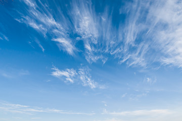 Bright blue winter sky with beautiful clouds