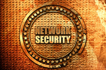 network security, 3D rendering, grunge metal stamp