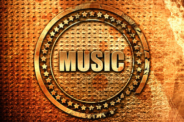 music, 3D rendering, grunge metal stamp