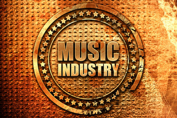 music industry, 3D rendering, grunge metal stamp