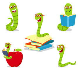 Bookworm cartoon collection set