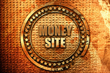 money site, 3D rendering, grunge metal stamp