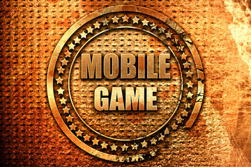 mobile game, 3D rendering, grunge metal stamp