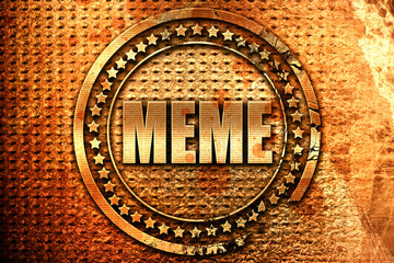 meme, 3D rendering, grunge metal stamp
