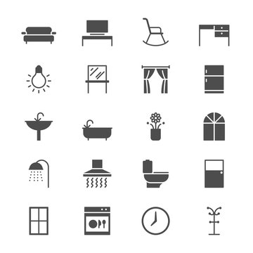 Home furniture flat icons