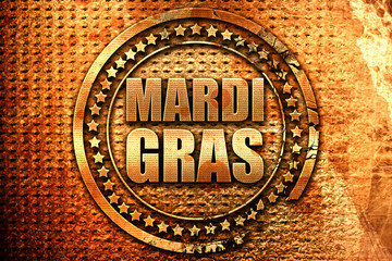 Mardi Gras, 3D rendering, grunge metal stamp