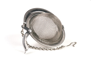 tea strainer on a chain isolated  white background