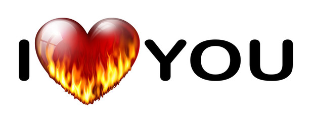 inscription I love you with a flaming heart