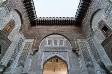 Moroccan ancient islamic school - madrasa in Fez, Morocco, Africa