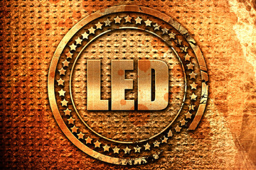 led, 3D rendering, grunge metal stamp